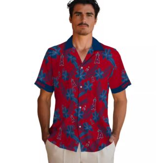 Limited Edition Los Angeles Angels Hawaiian Shirt - Red Botanical Print for US Fans