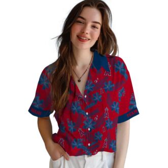 Limited Edition Los Angeles Angels Hawaiian Shirt - Red Botanical Print for US Fans