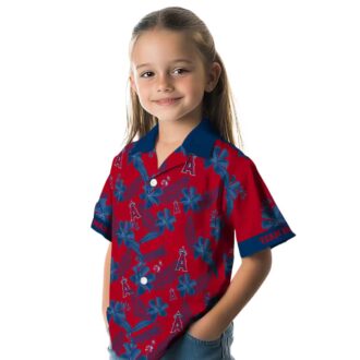 Limited Edition Los Angeles Angels Hawaiian Shirt - Red Botanical Print for US Fans