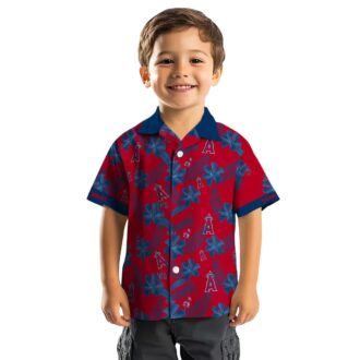 Limited Edition Los Angeles Angels Hawaiian Shirt - Red Botanical Print for US Fans