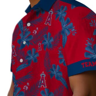 Limited Edition Los Angeles Angels Hawaiian Shirt - Red Botanical Print for US Fans