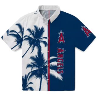 Los Angeles Angels Blue White Hawaiian Shirt - Palm Trees Summer Shirt for Beach Party