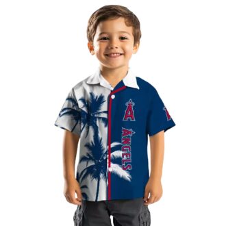 Los Angeles Angels Blue White Hawaiian Shirt - Palm Trees Summer Shirt for Beach Party