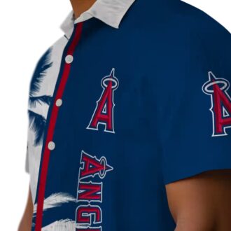 Los Angeles Angels Blue White Hawaiian Shirt - Palm Trees Summer Shirt for Beach Party