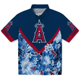 Los Angeles Angels Custom Name Hawaiian Shirt - Floral Chevron Summer Edition