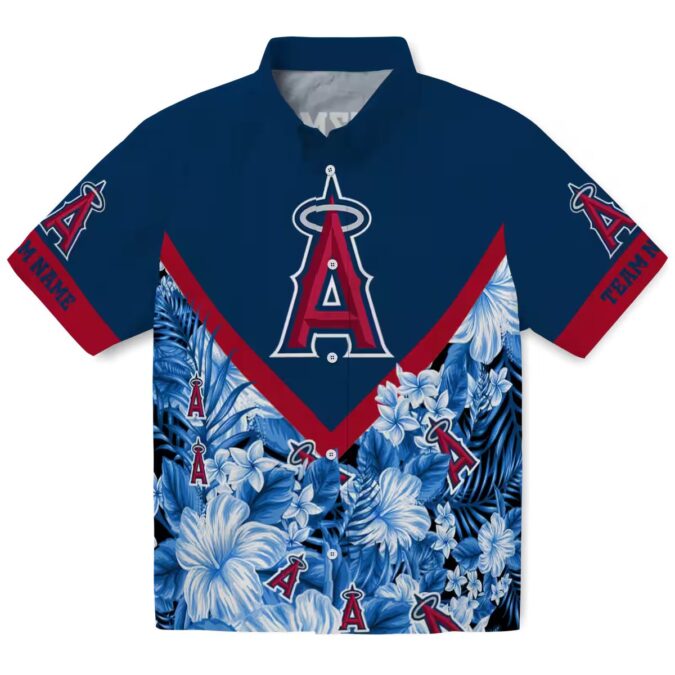 Los Angeles Angels Custom Name Hawaiian Shirt - Floral Chevron Summer Edition