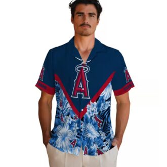 Los Angeles Angels Custom Name Hawaiian Shirt - Floral Chevron Summer Edition