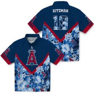 Los Angeles Angels Custom Name Hawaiian Shirt - Floral Chevron Summer Edition