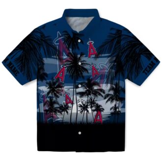 Los Angeles Angels Custom Tropical Botanical Hawaiian Shirt - Blue White Beach Style for Men