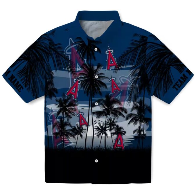 Los Angeles Angels Custom Tropical Botanical Hawaiian Shirt - Blue White Beach Style for Men