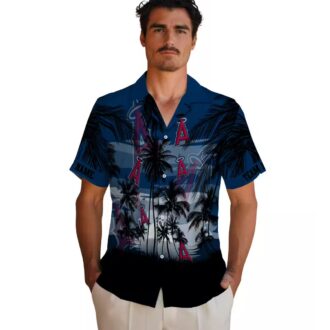 Los Angeles Angels Custom Tropical Botanical Hawaiian Shirt - Blue White Beach Style for Men