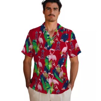 Los Angeles Angels Flamingo Foliage Hawaiian Shirt - Tropical Summer Beach Shirt for Men