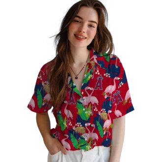 Los Angeles Angels Flamingo Foliage Hawaiian Shirt - Tropical Summer Beach Shirt for Men