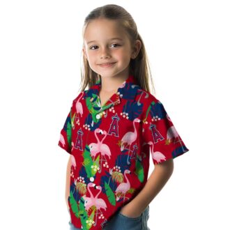 Los Angeles Angels Flamingo Foliage Hawaiian Shirt - Tropical Summer Beach Shirt for Men