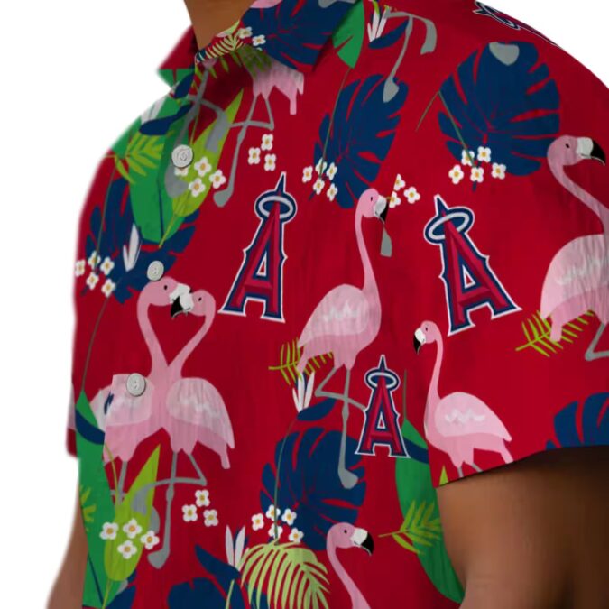 Los Angeles Angels Flamingo Foliage Hawaiian Shirt - Tropical Summer Beach Shirt for Men