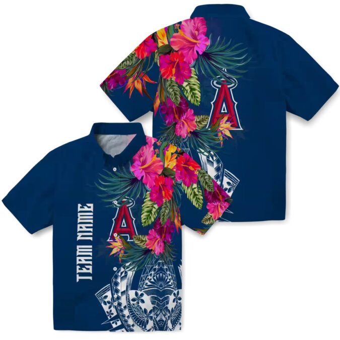 Los Angeles Angels Floral Polynesian Hawaiian Shirt - MLB Summer Beach Shirt for USA Fans