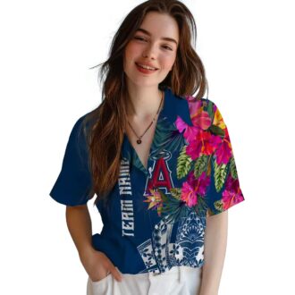 Los Angeles Angels Floral Polynesian Hawaiian Shirt - MLB Summer Beach Shirt for USA Fans