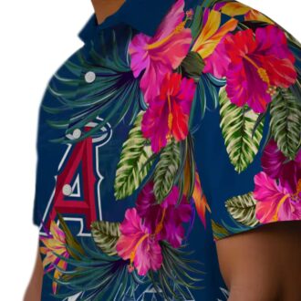 Los Angeles Angels Floral Polynesian Hawaiian Shirt - MLB Summer Beach Shirt for USA Fans