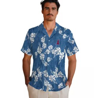 Los Angeles Angels Hibiscus Clusters Hawaiian Shirt - Blue Tropical Shirt for Summer Vacation