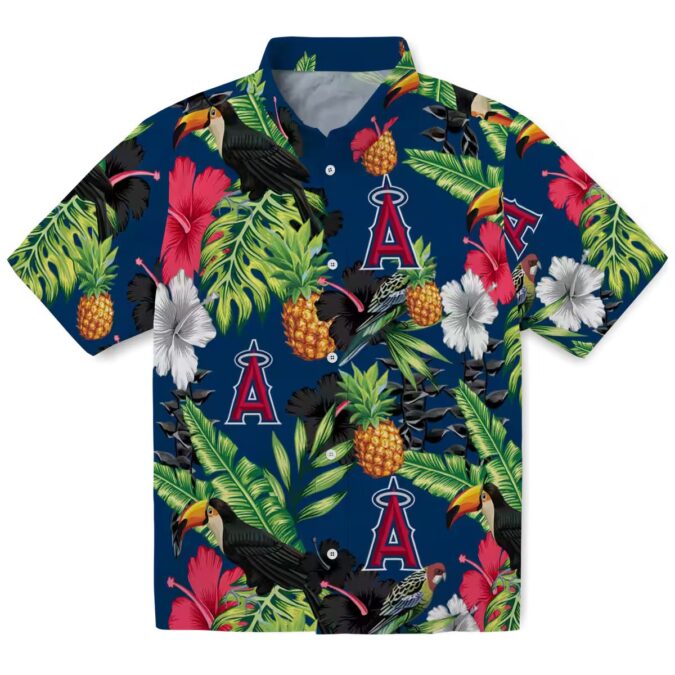 Los Angeles Angels Hibiscus Pineapple Toucan Hawaiian Shirt for Vacation & Summer Beach