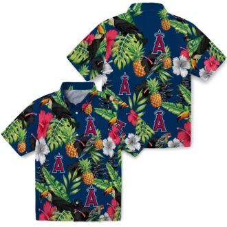Los Angeles Angels Hibiscus Pineapple Toucan Hawaiian Shirt for Vacation & Summer Beach