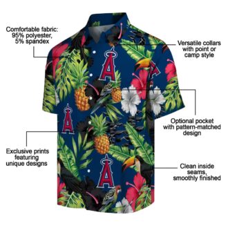 Los Angeles Angels Hibiscus Pineapple Toucan Hawaiian Shirt for Vacation & Summer Beach