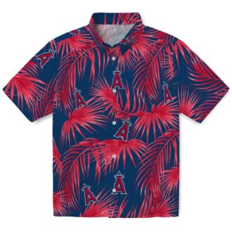 Los Angeles Angels Leafy Palms Hawaiian Shirt - Blue Summer Shirt for Beach & MLB Fans