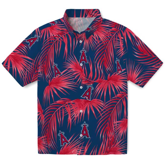 Los Angeles Angels Leafy Palms Hawaiian Shirt - Blue Summer Shirt for Beach & MLB Fans