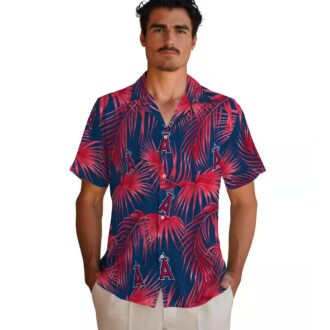 Los Angeles Angels Leafy Palms Hawaiian Shirt - Blue Summer Shirt for Beach & MLB Fans