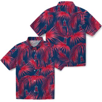 Los Angeles Angels Leafy Palms Hawaiian Shirt - Blue Summer Shirt for Beach & MLB Fans