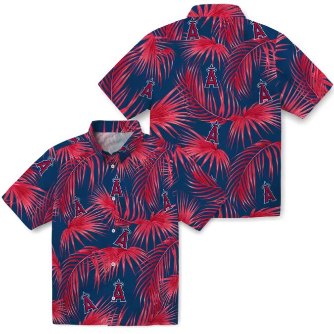 Los Angeles Angels Leafy Palms Hawaiian Shirt - Blue Summer Shirt for Beach & MLB Fans