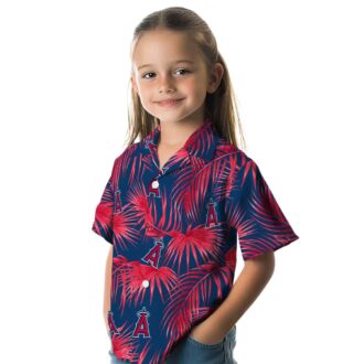 Los Angeles Angels Leafy Palms Hawaiian Shirt - Blue Summer Shirt for Beach & MLB Fans