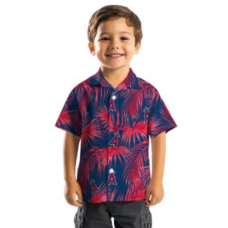 Los Angeles Angels Leafy Palms Hawaiian Shirt - Blue Summer Shirt for Beach & MLB Fans
