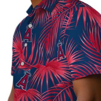 Los Angeles Angels Leafy Palms Hawaiian Shirt - Blue Summer Shirt for Beach & MLB Fans