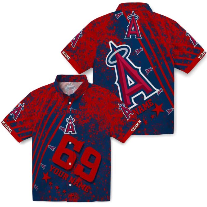 Los Angeles Angels MLB Star Stripes Hawaiian Shirt - Custom Blue Fan Shirt