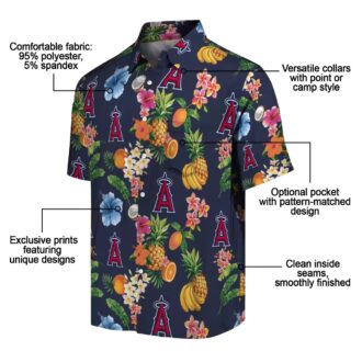 Los Angeles Angels Navy Blue Hawaiian Shirt - Tropical Hibiscus and Fruit Shirt for Fans