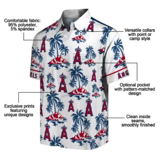 Los Angeles Angels Palm Island Print Hawaiian Shirt - Blue White Beach Shirt for Men