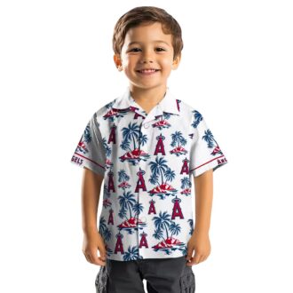 Los Angeles Angels Palm Island Print Hawaiian Shirt - Blue White Beach Shirt for Men