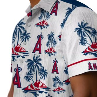 Los Angeles Angels Palm Island Print Hawaiian Shirt - Blue White Beach Shirt for Men