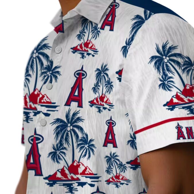 Los Angeles Angels Palm Island Print Hawaiian Shirt - Blue White Beach Shirt for Men
