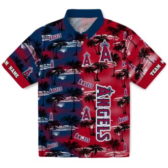 Los Angeles Angels Palm Silhouette Hawaiian Shirt, Custom Baseball Fan Gift
