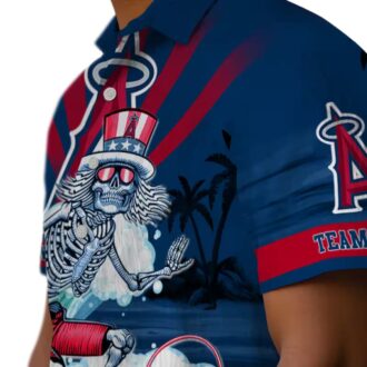 Los Angeles Angels Skeleton Surfing Hawaiian Shirt - Personalized Blue Tropical Shirt for Men