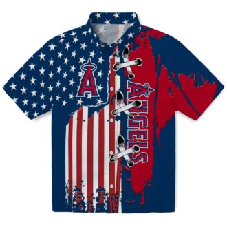 Los Angeles Angels Stitched Flag Blue Hawaiian Shirt - Men’s Tropical Beach Shirt for Summer