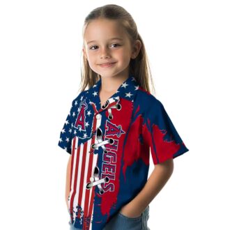 Los Angeles Angels Stitched Flag Blue Hawaiian Shirt - Men’s Tropical Beach Shirt for Summer