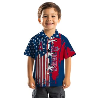 Los Angeles Angels Stitched Flag Blue Hawaiian Shirt - Men’s Tropical Beach Shirt for Summer