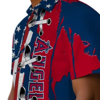 Los Angeles Angels Stitched Flag Blue Hawaiian Shirt - Men’s Tropical Beach Shirt for Summer