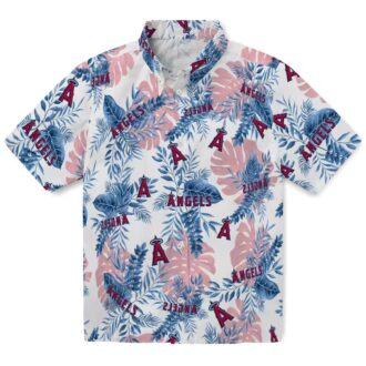 Los Angeles Angels Tropical Leaves Hawaiian Shirt - Blue White, Fan Gear for Summer and Beach