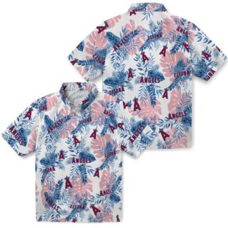 Los Angeles Angels Tropical Leaves Hawaiian Shirt - Blue White, Fan Gear for Summer and Beach
