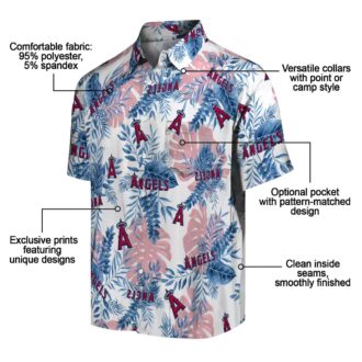 Los Angeles Angels Tropical Leaves Hawaiian Shirt - Blue White, Fan Gear for Summer and Beach