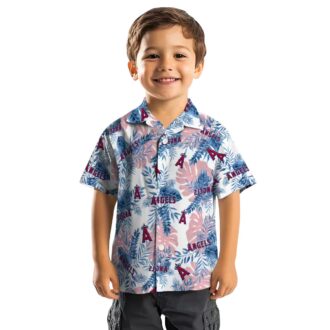 Los Angeles Angels Tropical Leaves Hawaiian Shirt - Blue White, Fan Gear for Summer and Beach